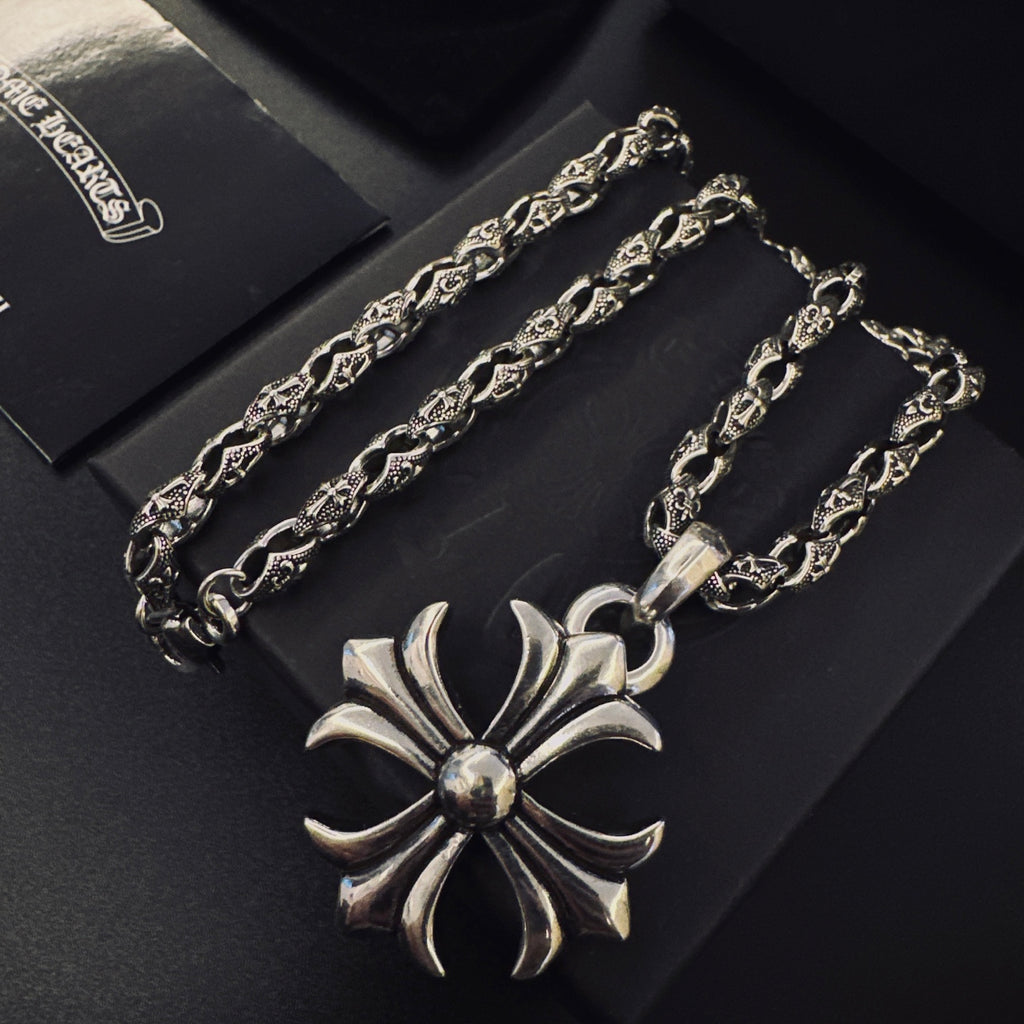 Chrome Hearts Flared Fleur Cross Necklace - album image 9