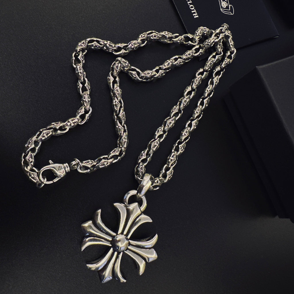 Chrome Hearts Flared Fleur Cross Necklace - album image 6