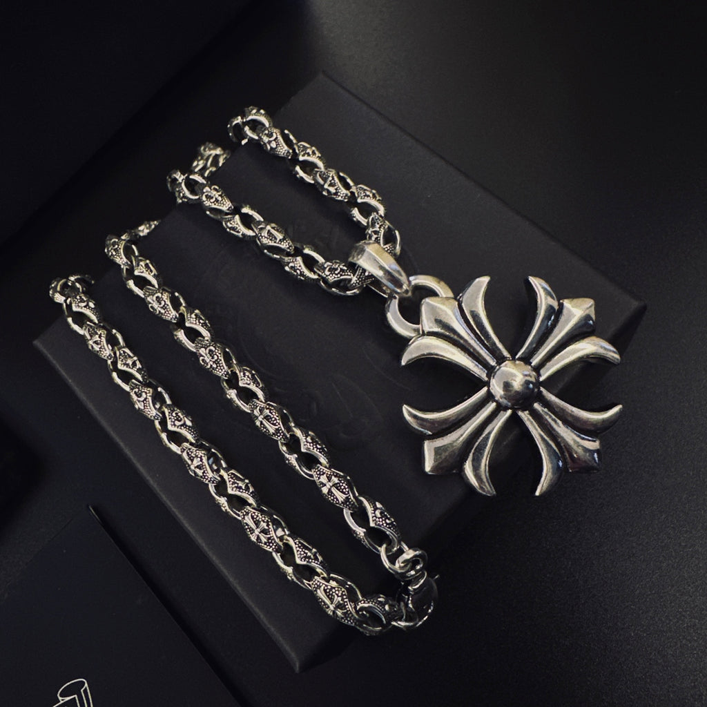 Chrome Hearts Flared Fleur Cross Necklace - album image 2