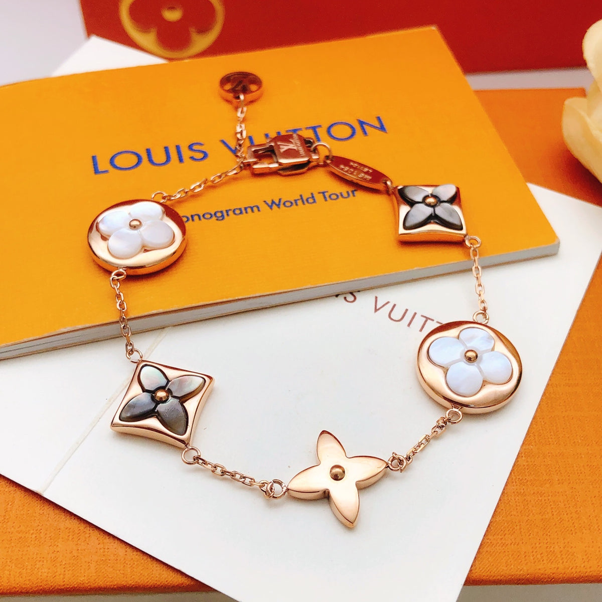 Louis Vuitton Rose Gold-Tone Gold-Tone White Gray Mother-of-Pearl Bracelet - album image 1