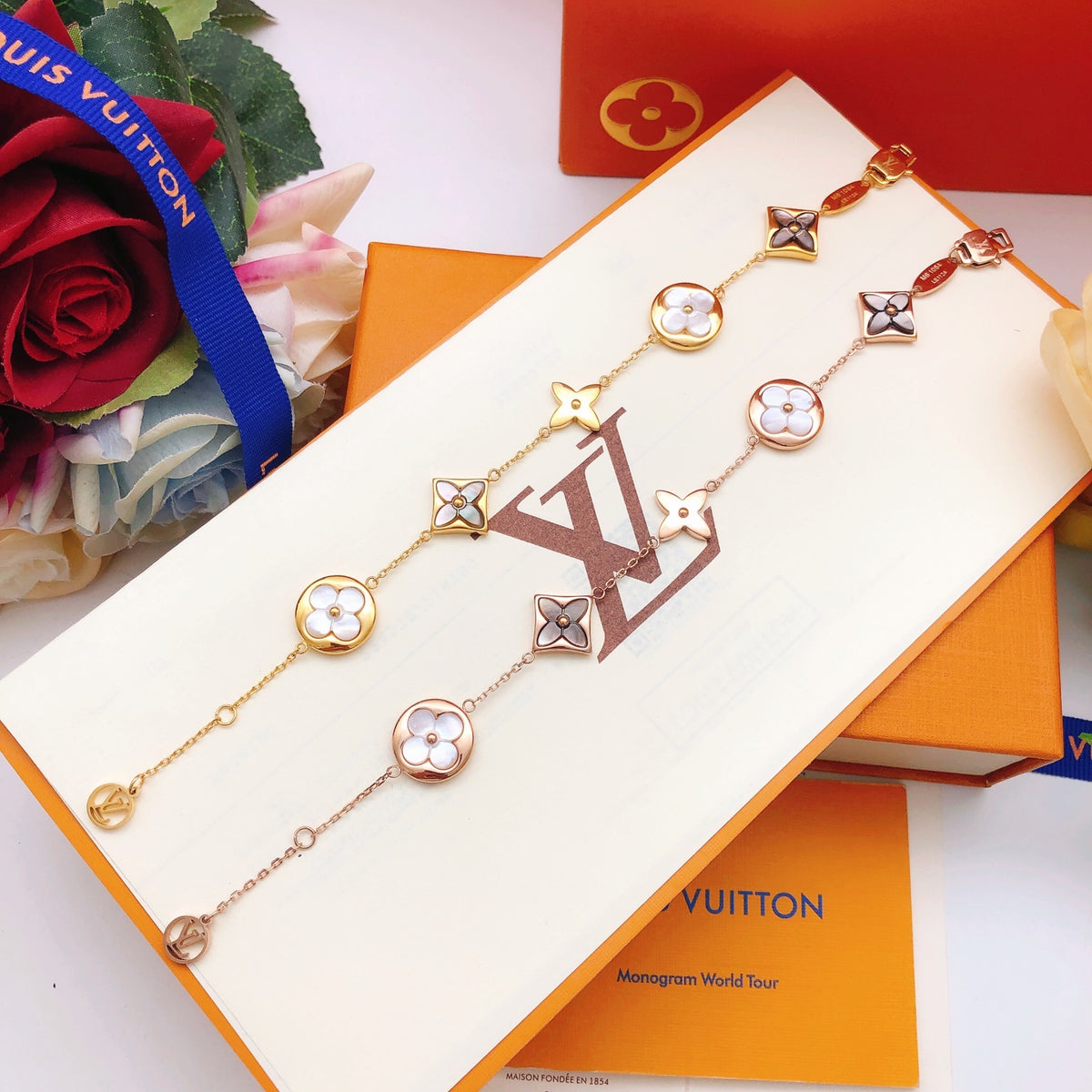 Louis Vuitton Rose Gold-Tone Gold-Tone White Gray Mother-of-Pearl Bracelet - album image 5