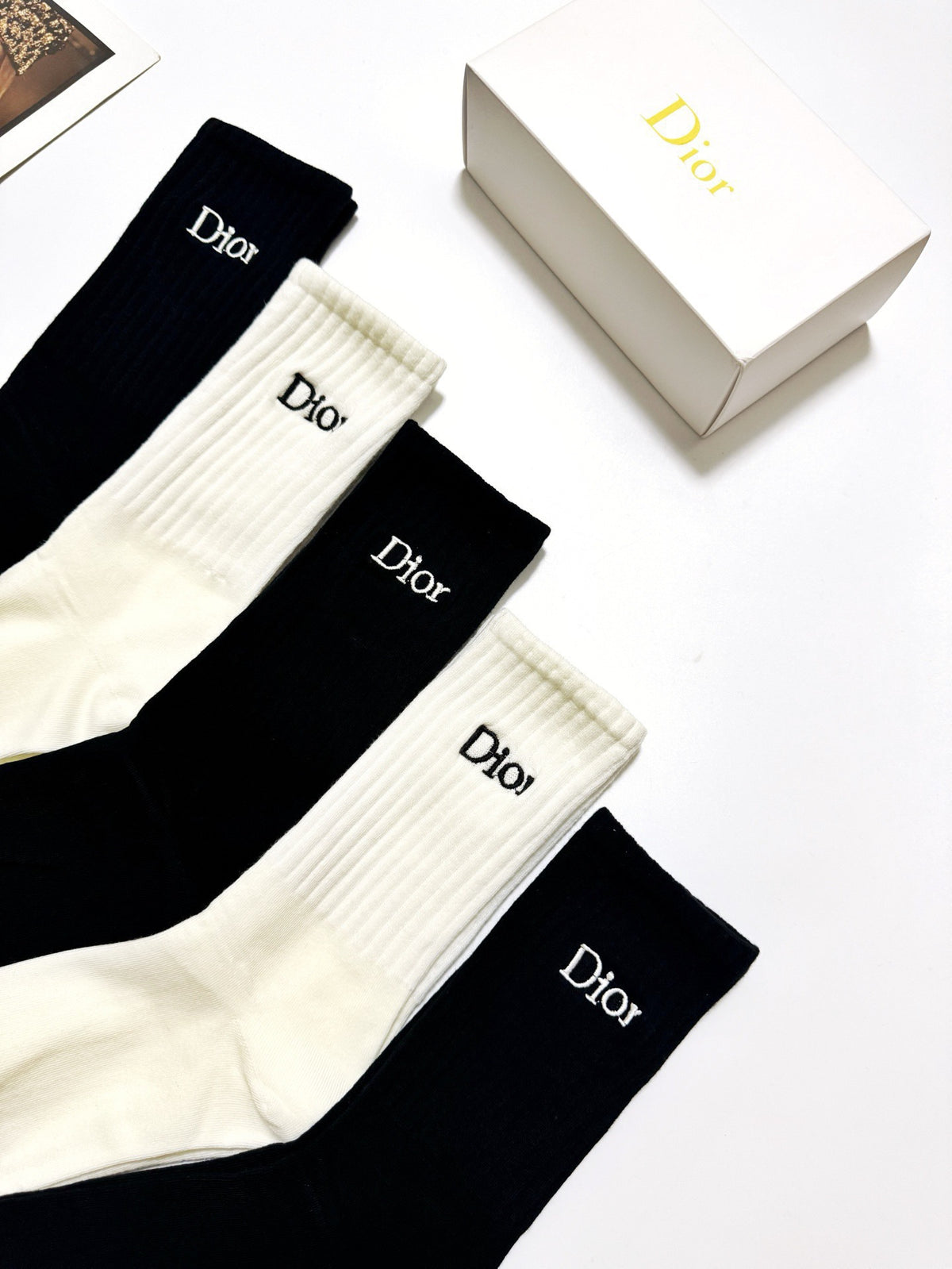 Dior classic ribbed wordmark crew socks - view 3