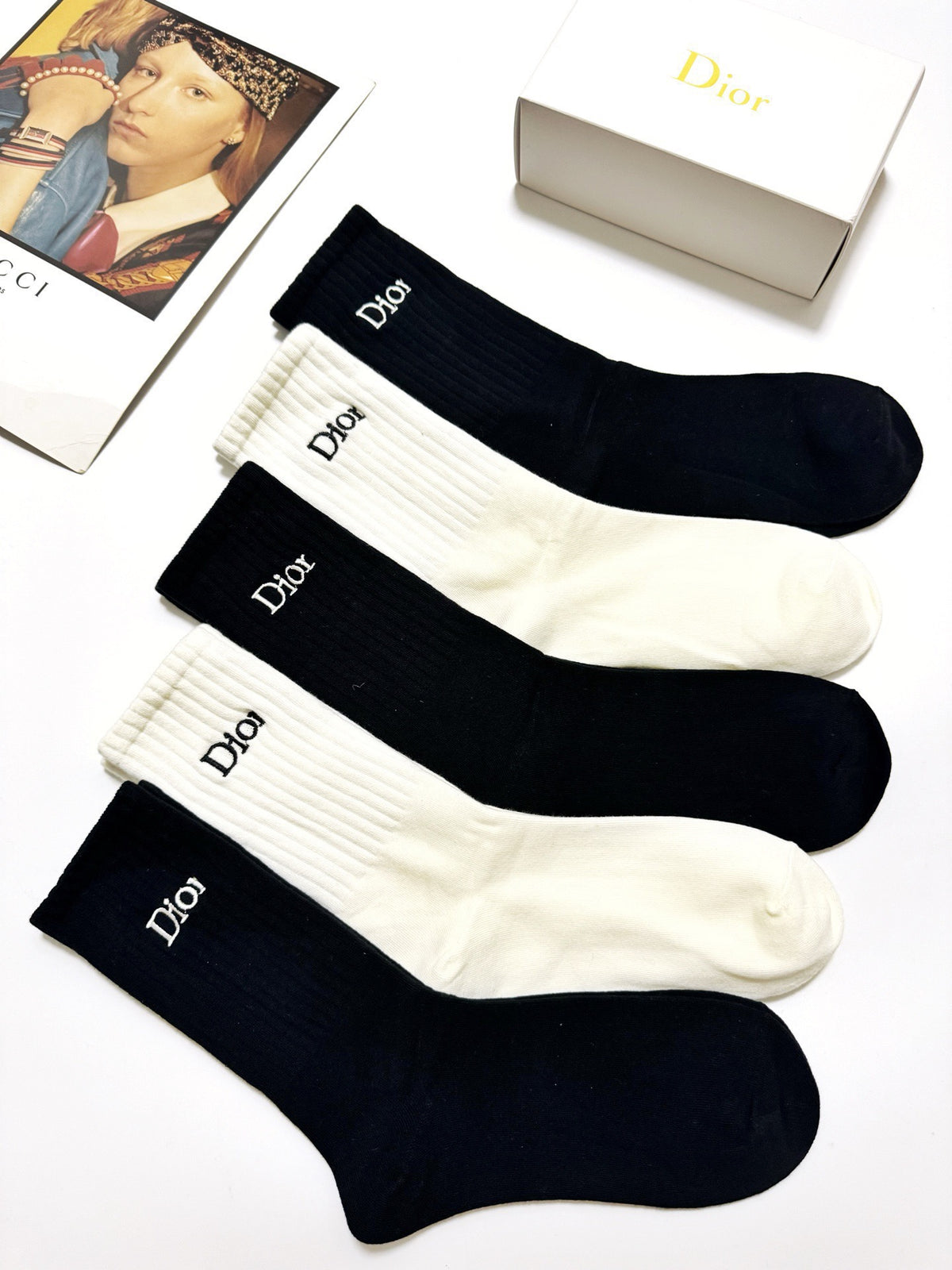 Dior classic ribbed wordmark crew socks - view 7