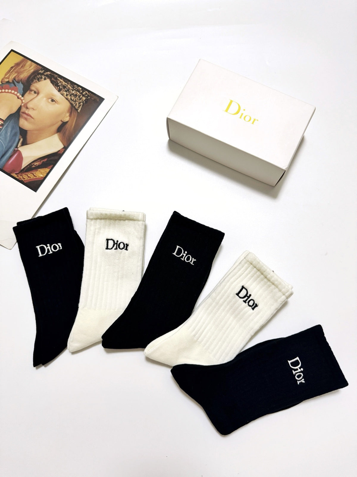 Dior classic ribbed wordmark crew socks - view 9