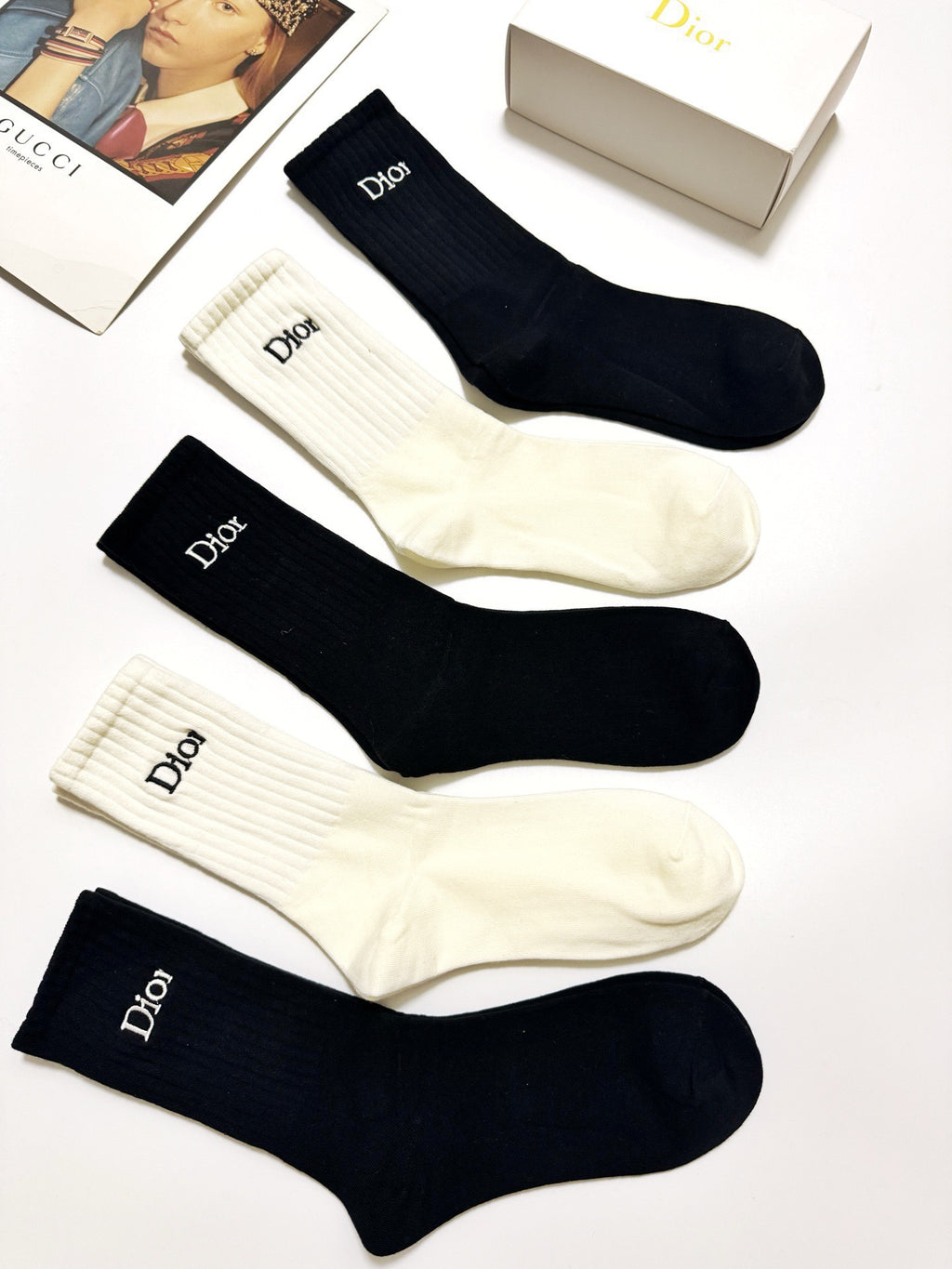 Dior classic ribbed wordmark crew socks - view 6