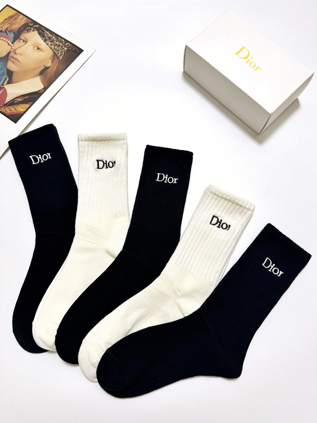 Dior classic ribbed wordmark crew socks - view 5