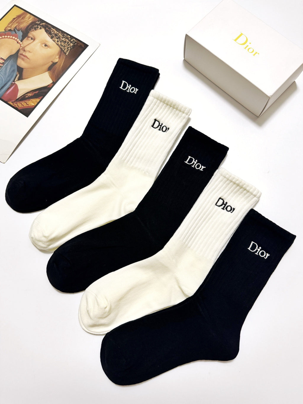 Dior classic ribbed wordmark crew socks - view 2