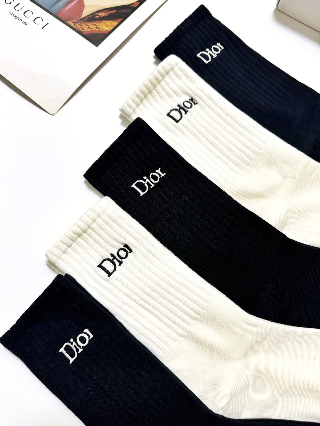 Dior classic ribbed wordmark crew socks - view 8
