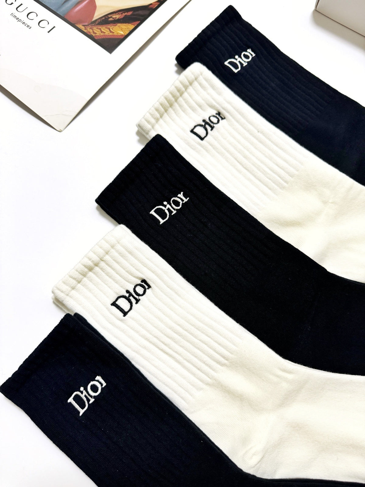 Dior classic ribbed wordmark crew socks - view 8