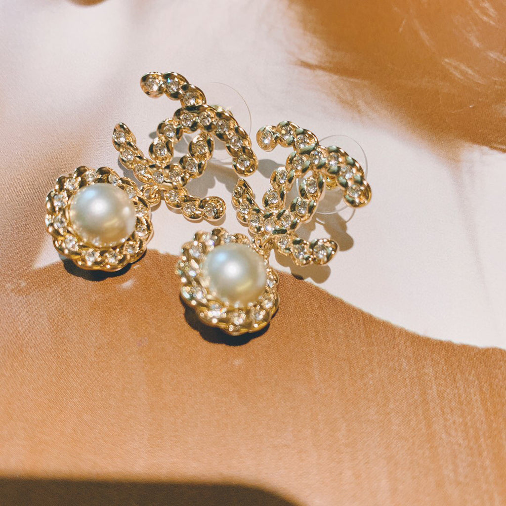 Chanel Woven Pearl Sunflower Twisted Braided Earrings - album image 6