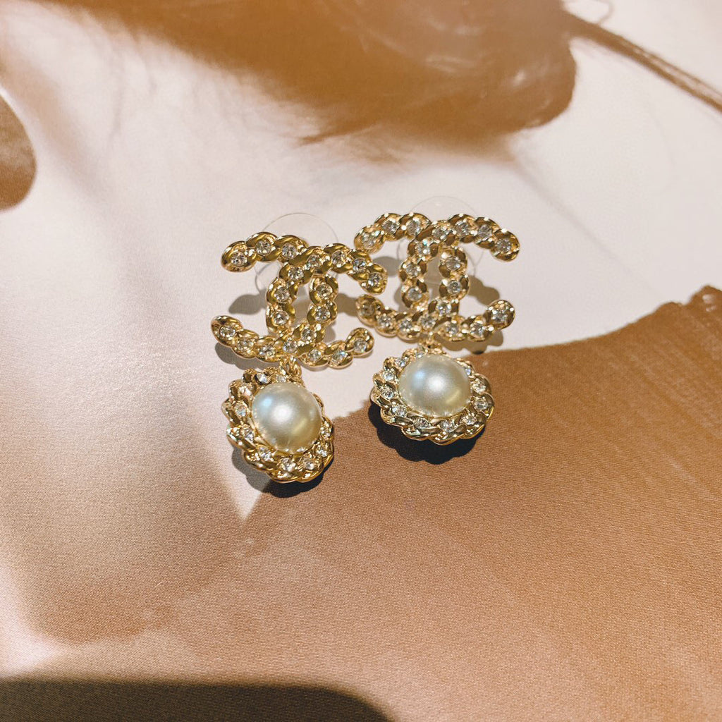 Chanel Woven Pearl Sunflower Twisted Braided Earrings - album image 5