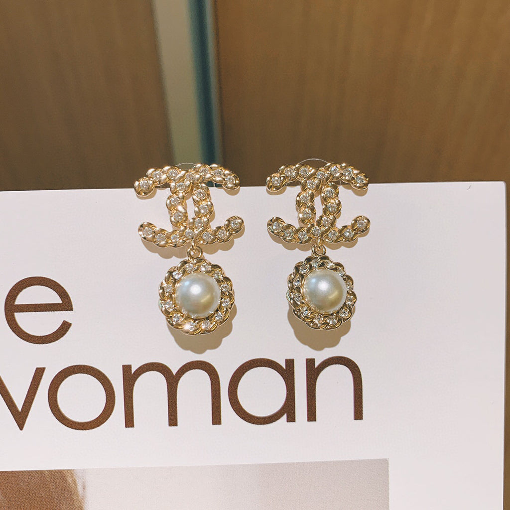 Chanel Woven Pearl Sunflower Twisted Braided Earrings - album image 7