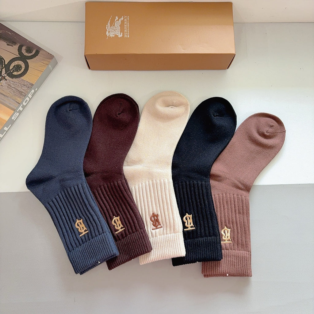 Burberry earth tone tb crew crew socks - view 4