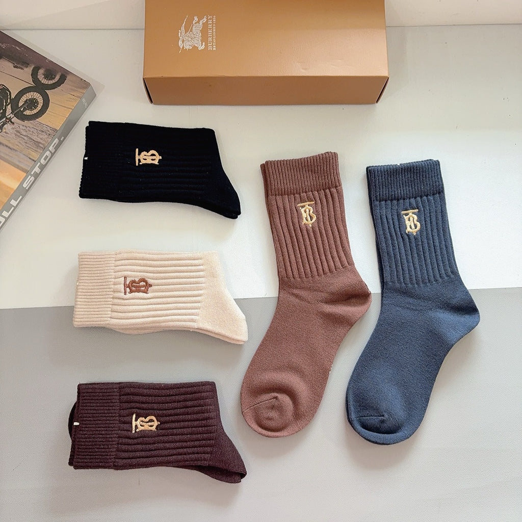 Burberry earth tone tb crew crew socks - view 6