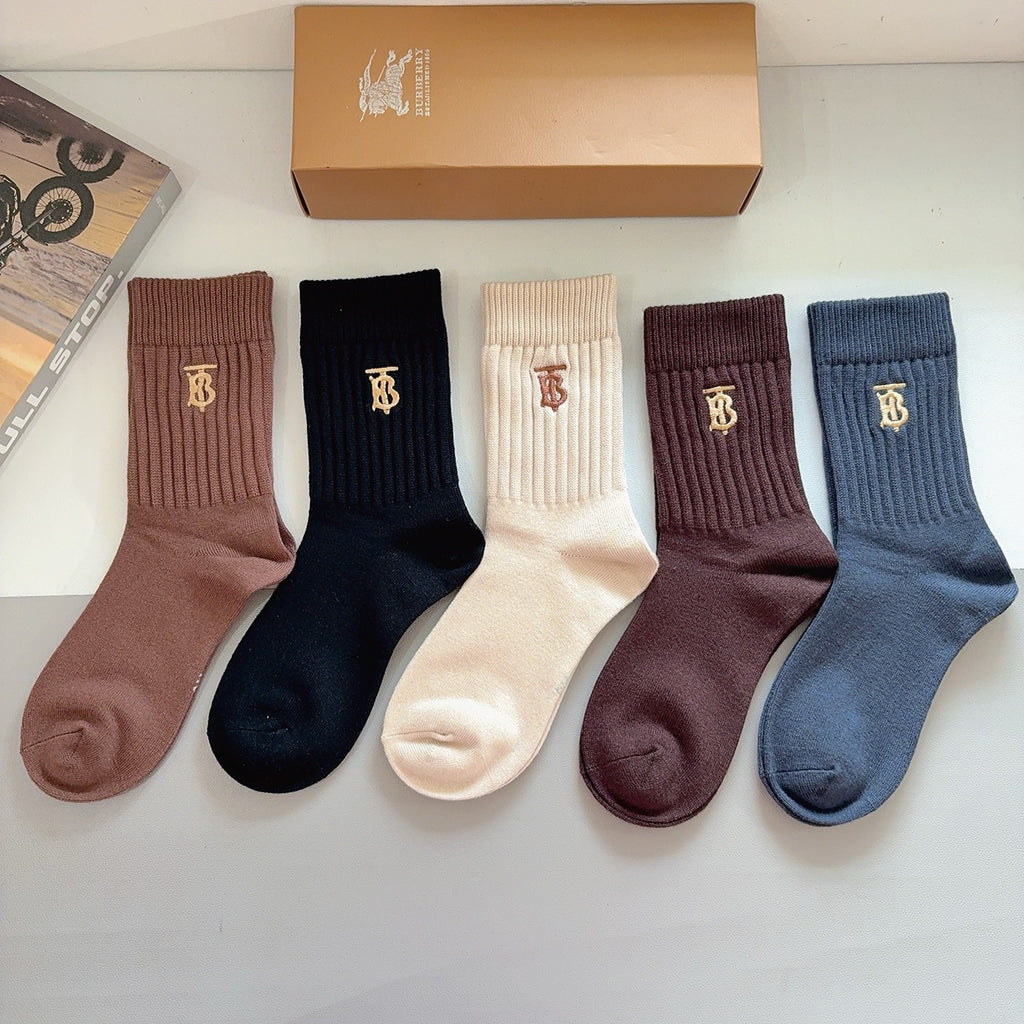 Burberry earth tone tb crew crew socks - view 2