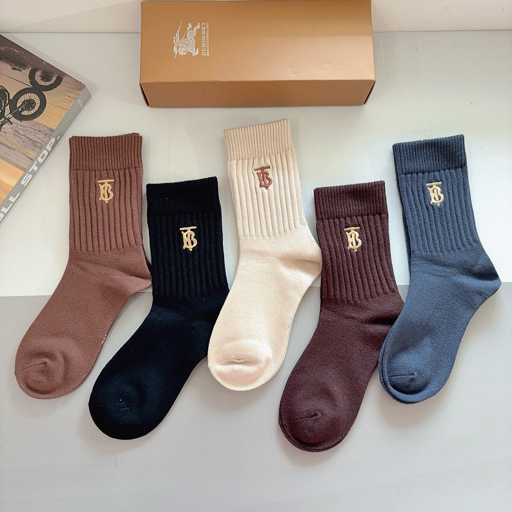 Burberry earth tone tb crew crew socks - view 8