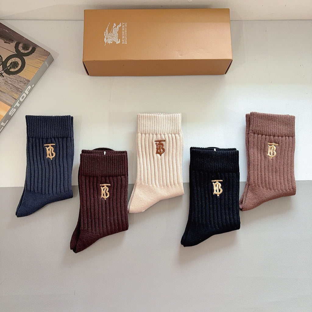 Burberry earth tone tb crew crew socks - view 9