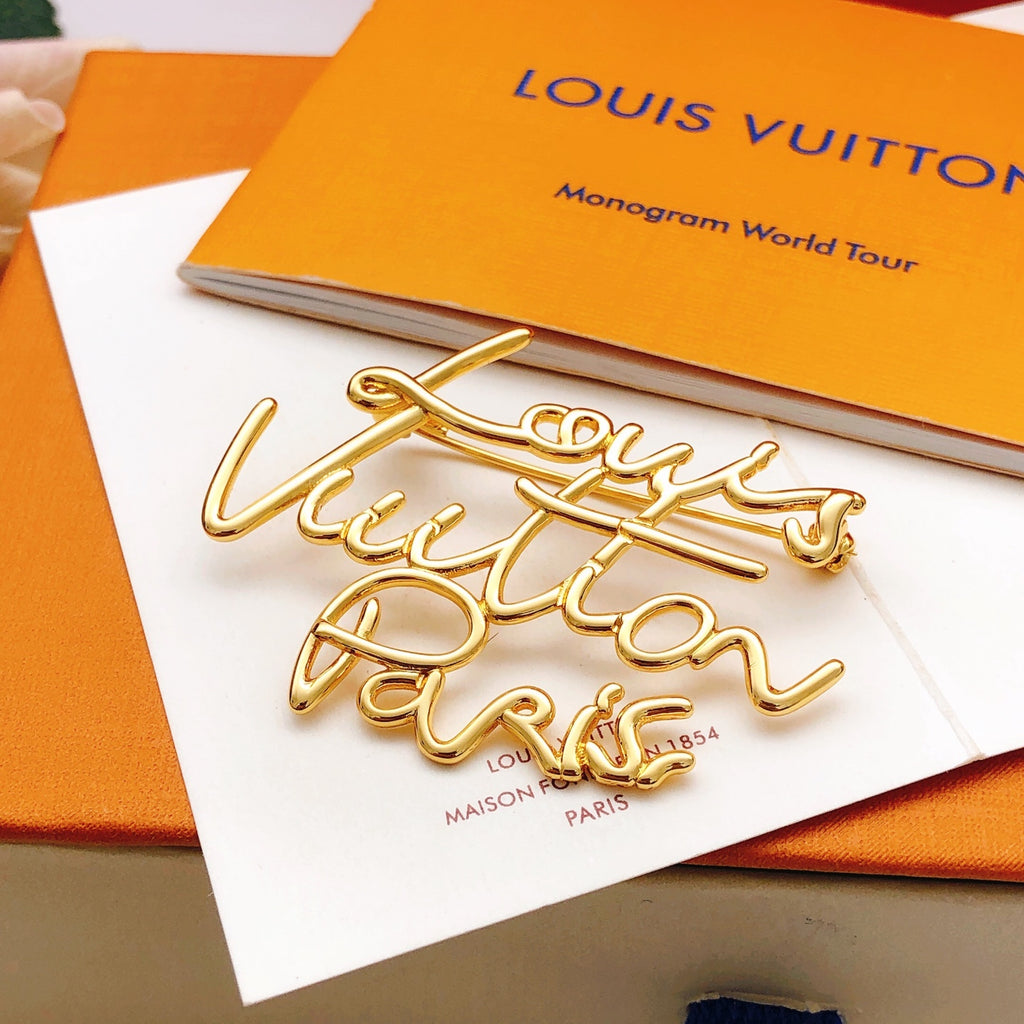 Louis Vuitton Gold-Tone Louis Vuitton Paris Script Brooch - album image 4