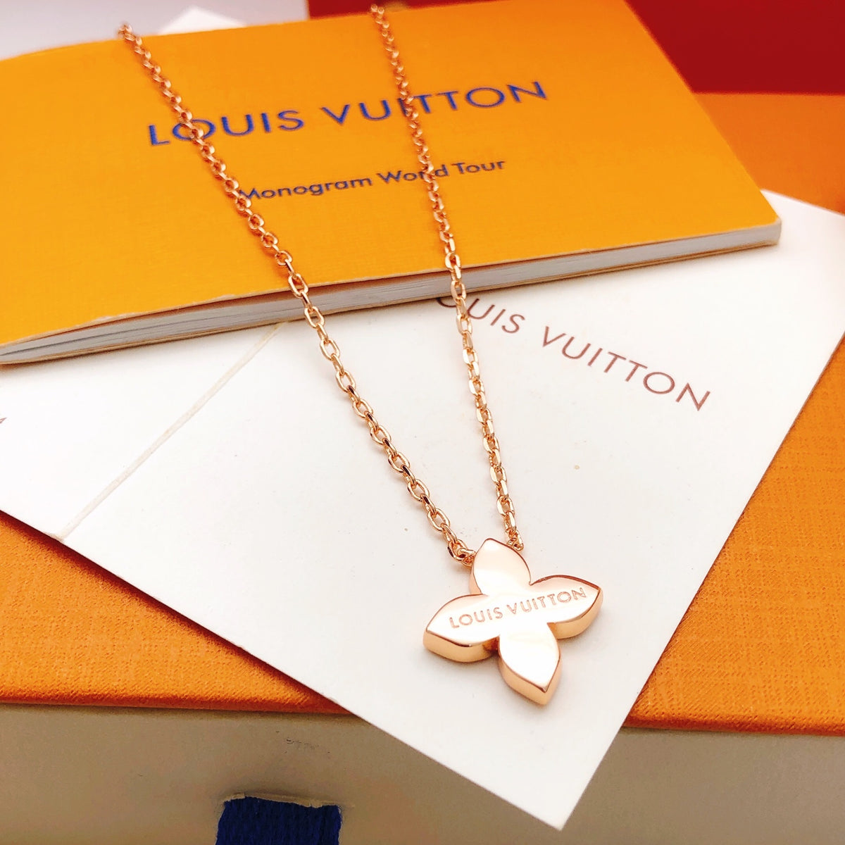 Louis Vuitton Rose Gold-Tone Gold-Tone Monogram Diamond-Shape Necklace - album image 5