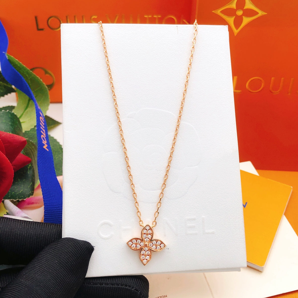 Louis Vuitton Rose Gold-Tone Gold-Tone Monogram Diamond-Shape Necklace - album image 2
