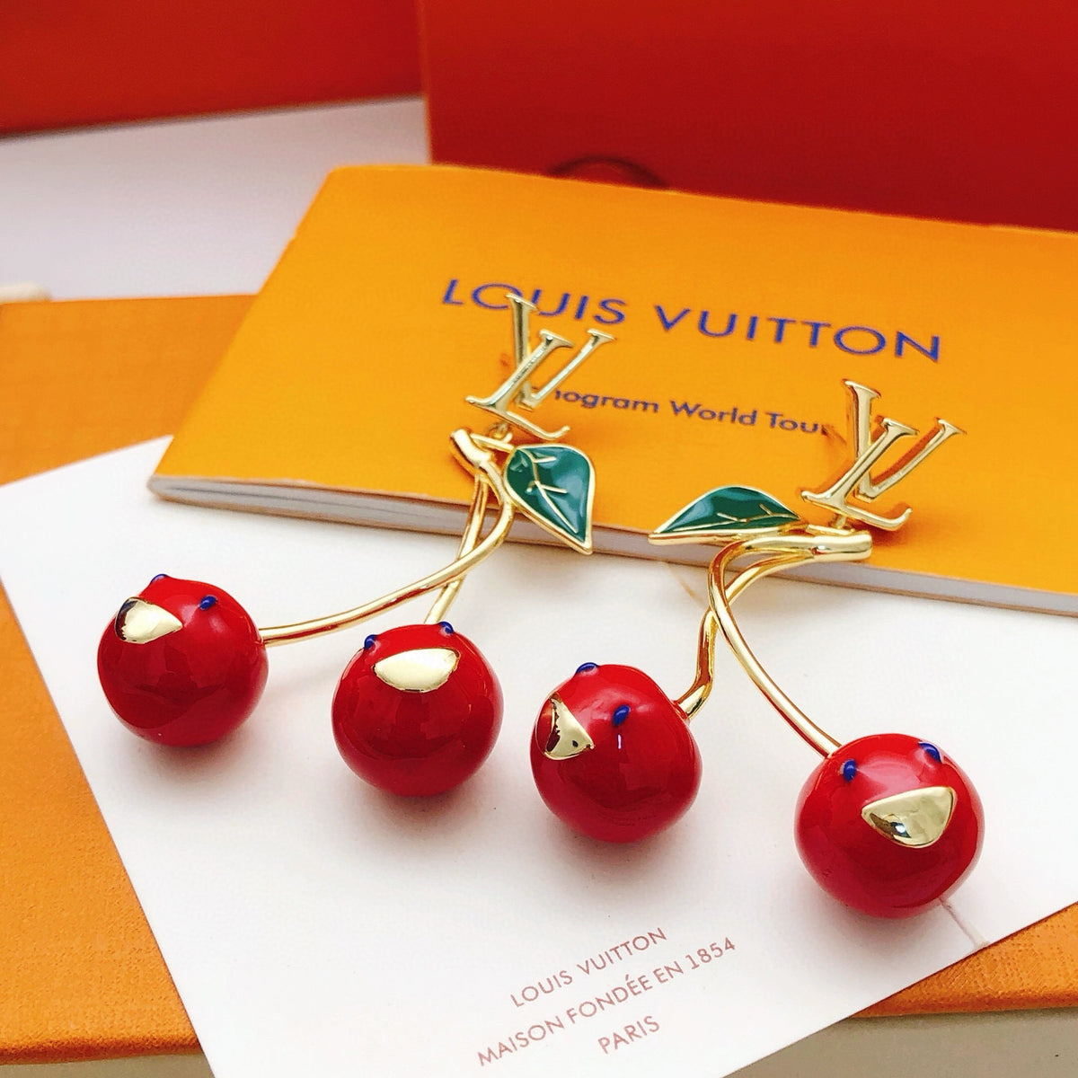 Louis Vuitton Red Cherry Earrings - album image 3