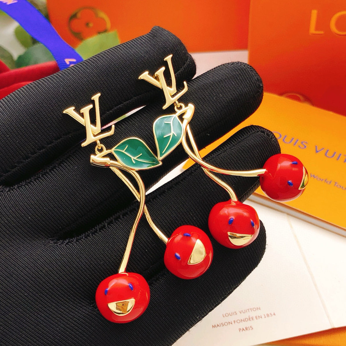 Louis Vuitton Red Cherry Earrings - album image 4