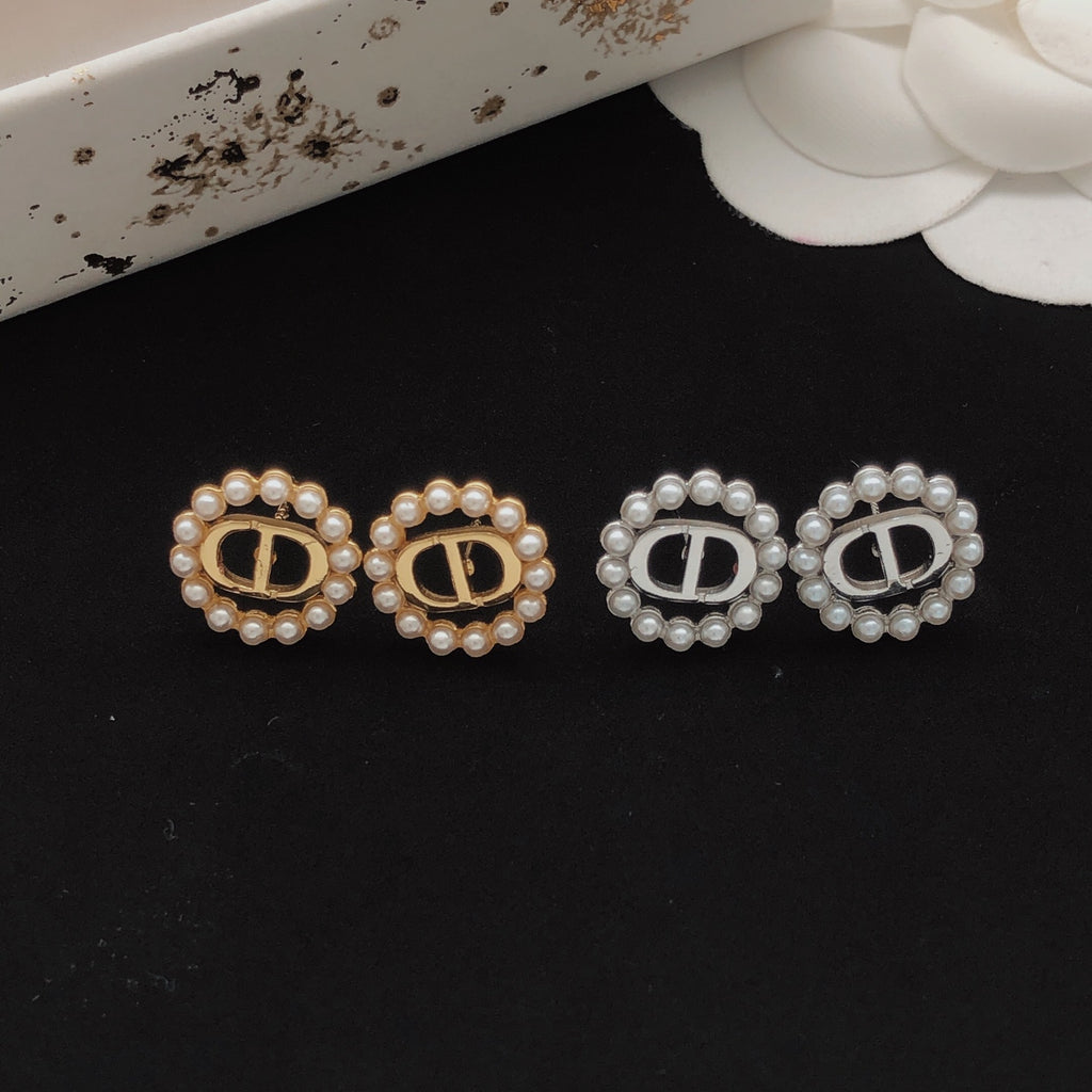 Dior Rose-Gold-Tone Pearl-Look Halo Stud Earrings - product image 7