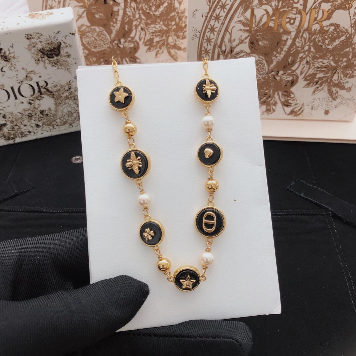 Dior Dark Medallion Station Necklace - product image 1