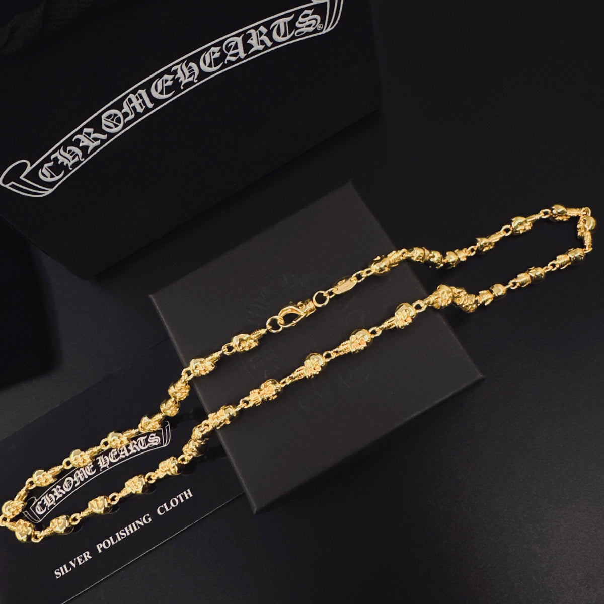 Chrome Hearts Gold-Tone Sculpted Station Necklace - album image 6
