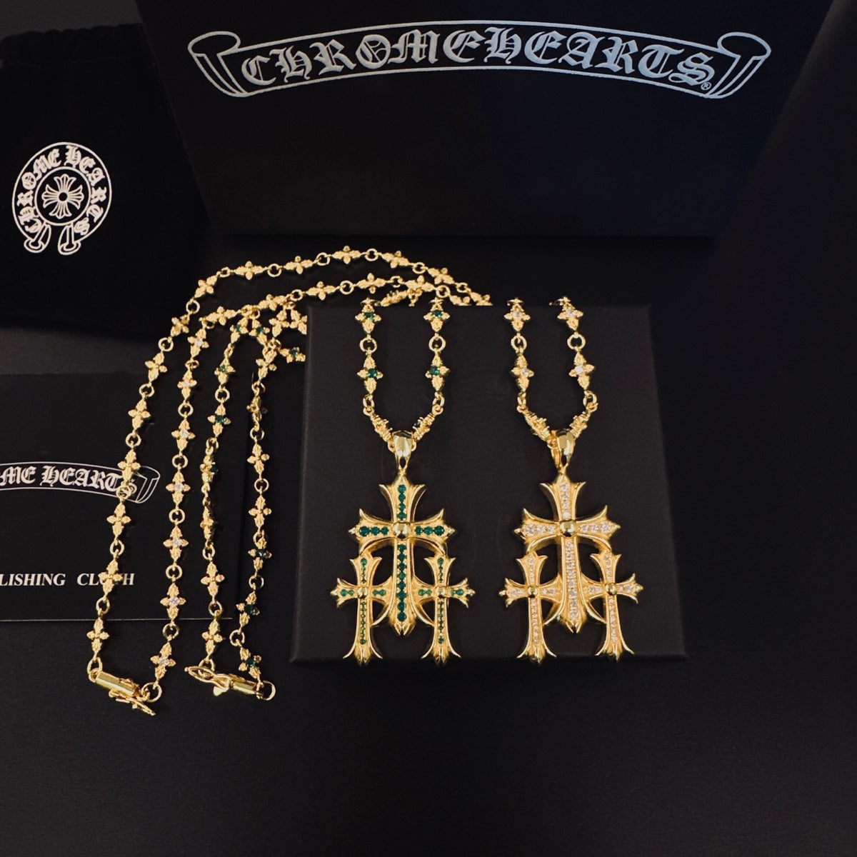 Chrome Hearts Gold-Tone Multi-Cross Pendant Necklace - album image 1