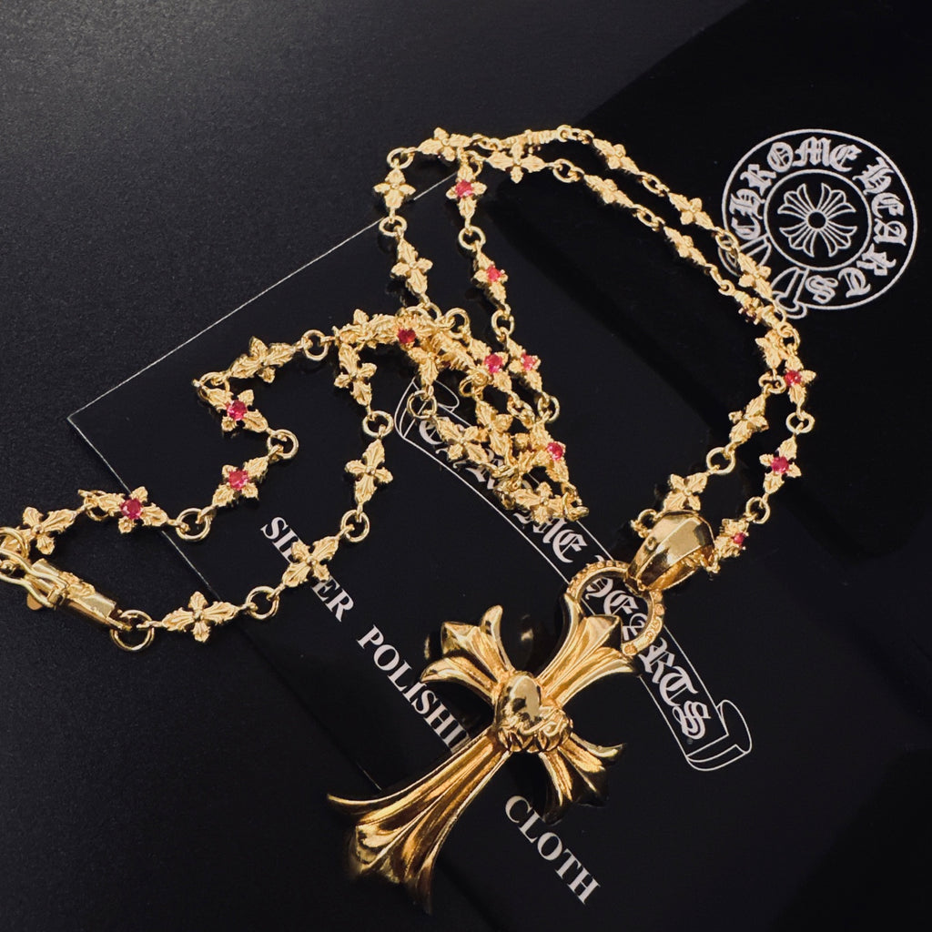 Chrome Hearts Gold-Tone Cross Pendant Necklace - album image 7