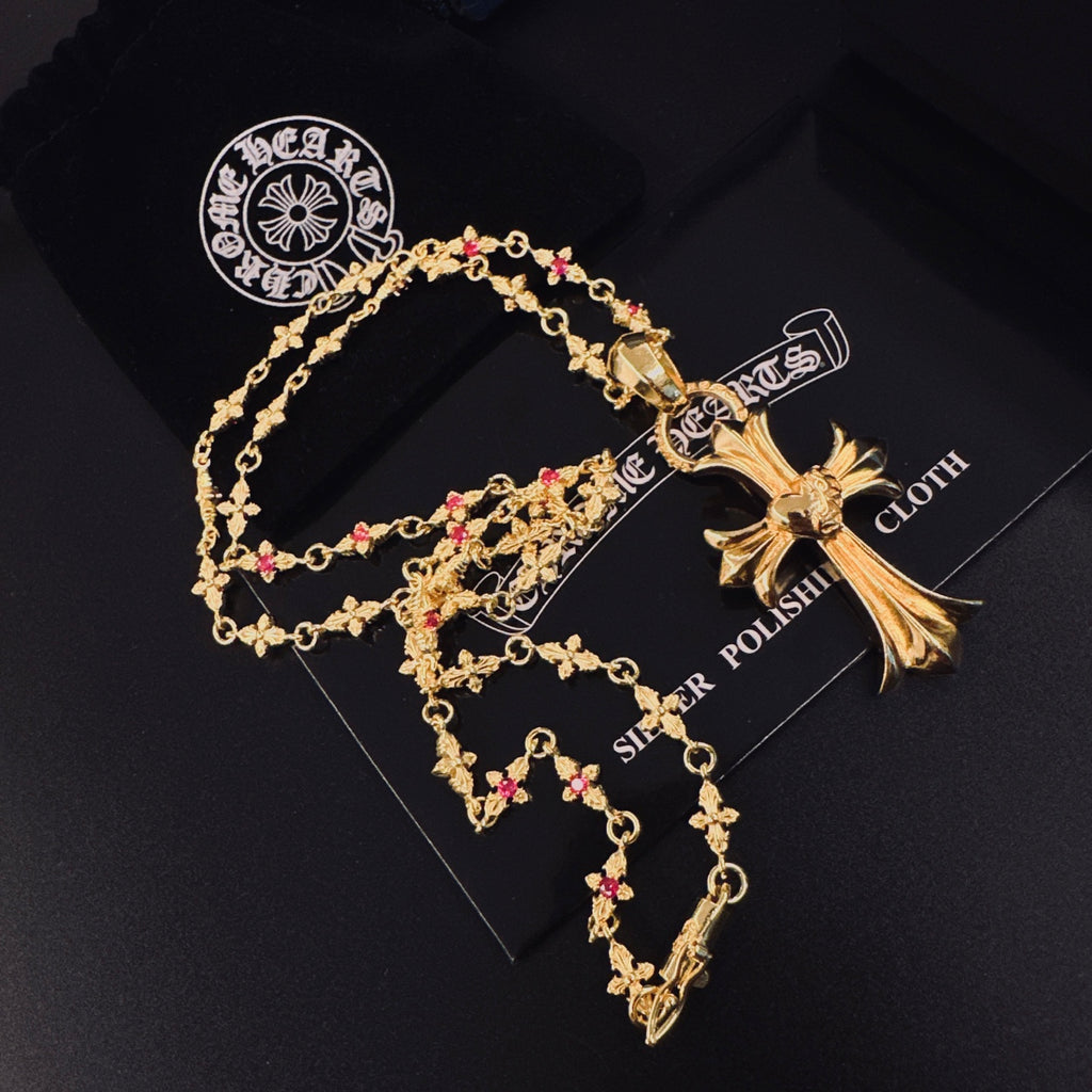 Chrome Hearts Gold-Tone Cross Pendant Necklace - album image 9