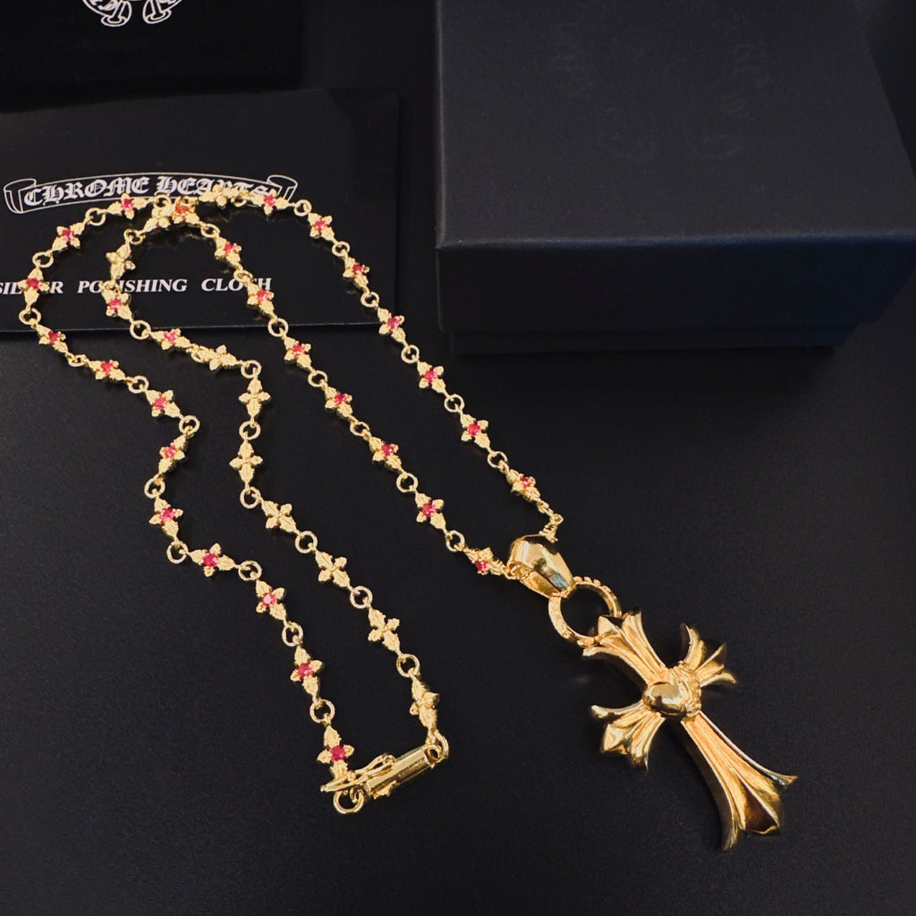 Chrome Hearts Gold-Tone Cross Pendant Necklace - album image 5