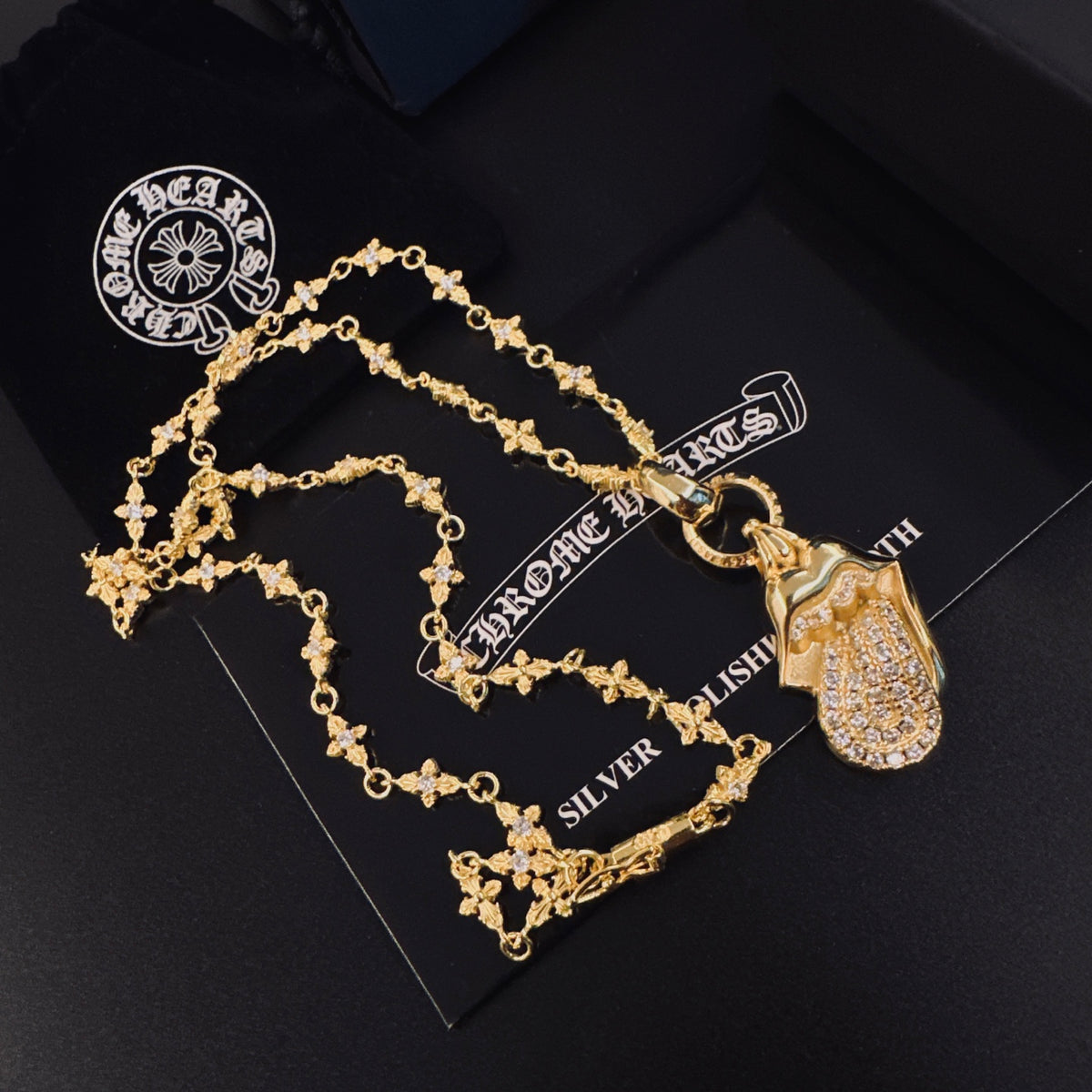 Chrome Hearts Gold-Tone Oval Filigree Pendant Necklace - album image 8