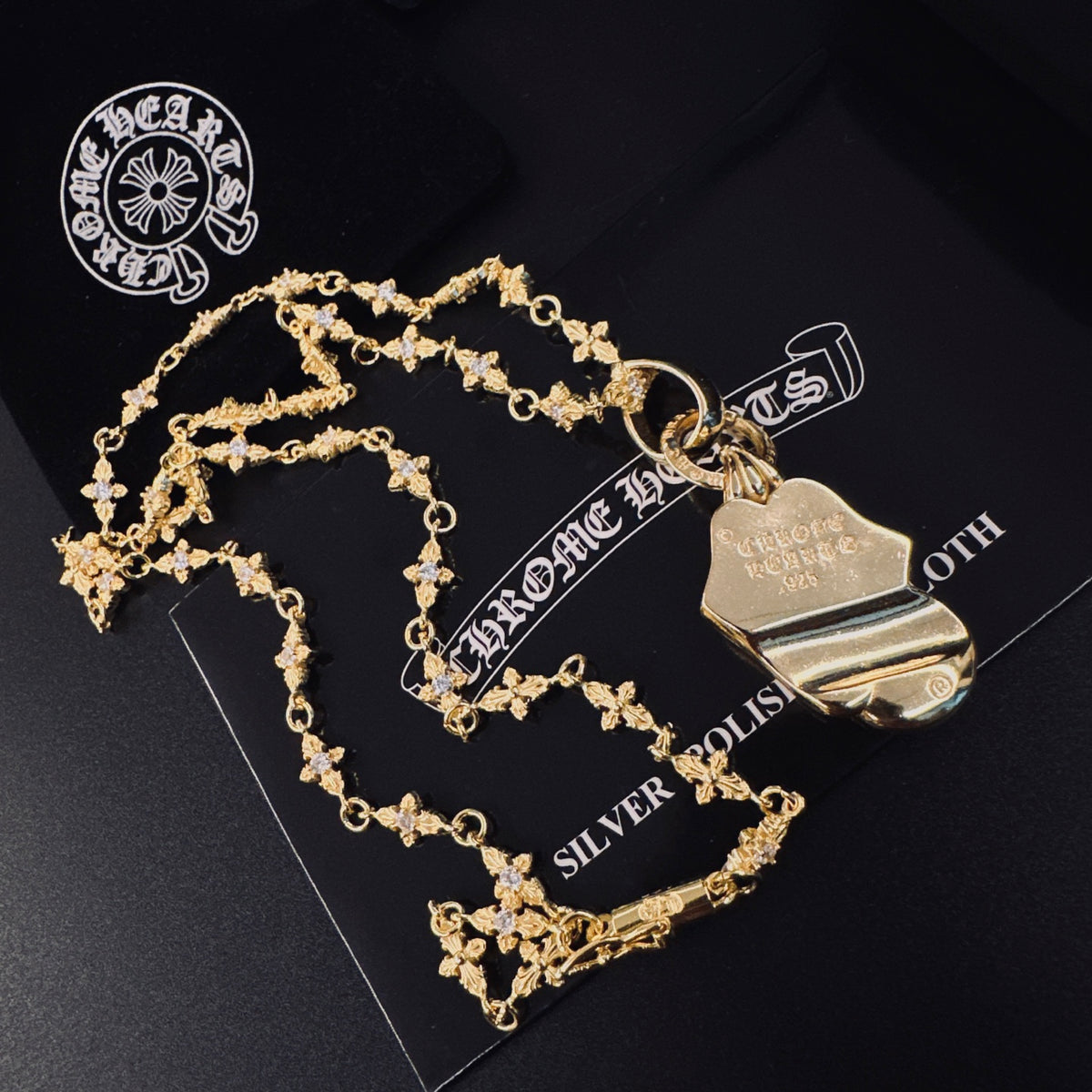Chrome Hearts Gold-Tone Shield Pendant Necklace - album image 9