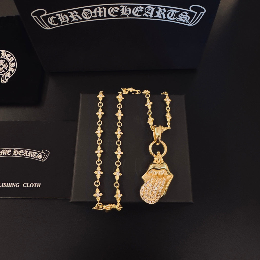 Chrome Hearts Gold-Tone Oval Filigree Pendant Necklace - album image 1