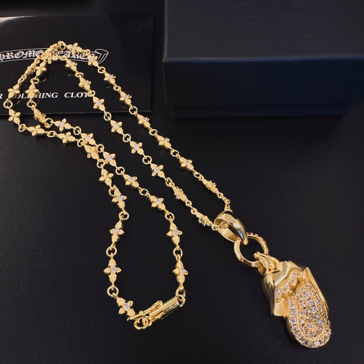 Chrome Hearts Gold-Tone Oval Filigree Pendant Necklace - album image 3