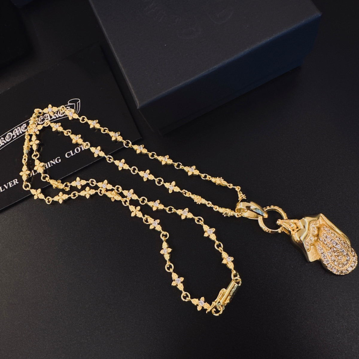 Chrome Hearts Gold-Tone Shield Pendant Necklace - album image 6