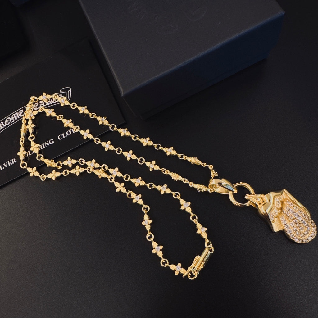 Chrome Hearts Gold-Tone Oval Filigree Pendant Necklace - album image 6