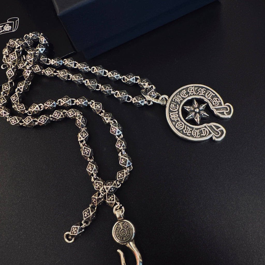 Chrome Hearts Lettered Horseshoe Charm Necklace - album image 3
