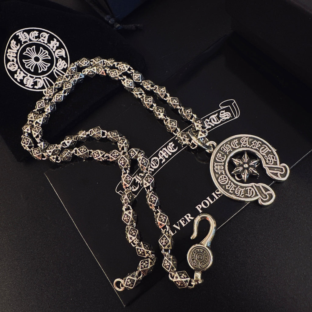 Chrome Hearts Lettered Horseshoe Charm Necklace - album image 8