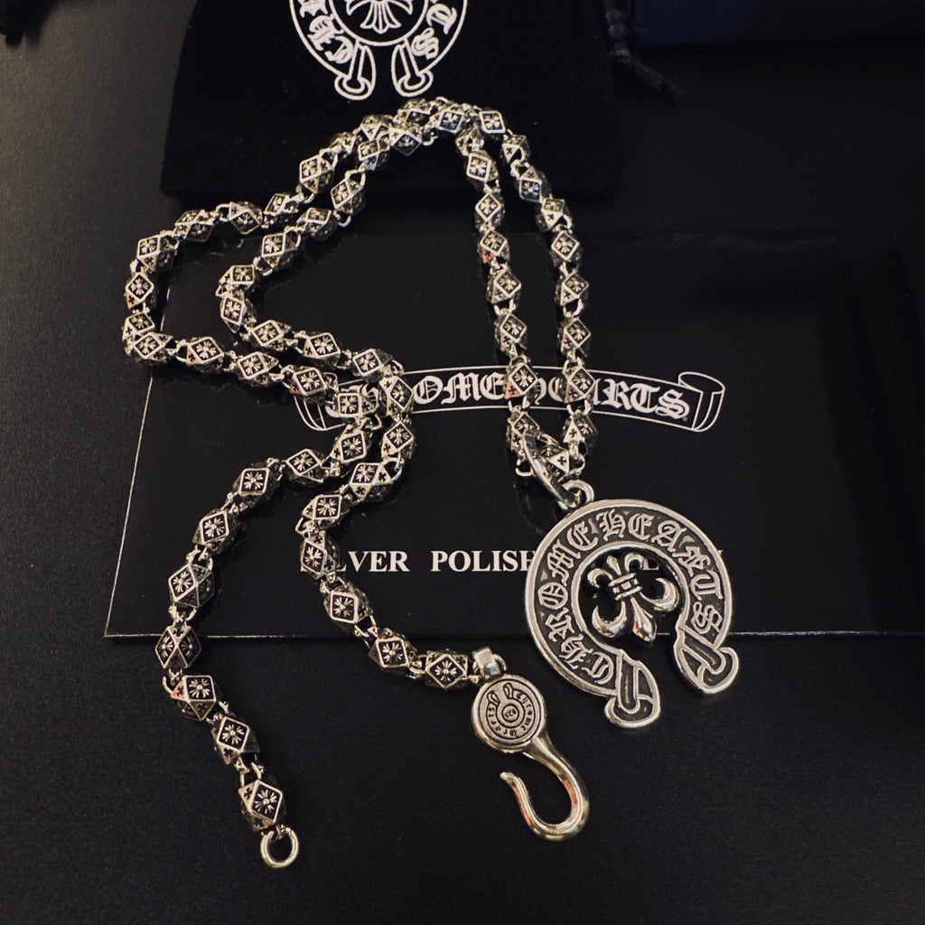 Chrome Hearts Engraved Horseshoe Pendant Necklace - album image 2