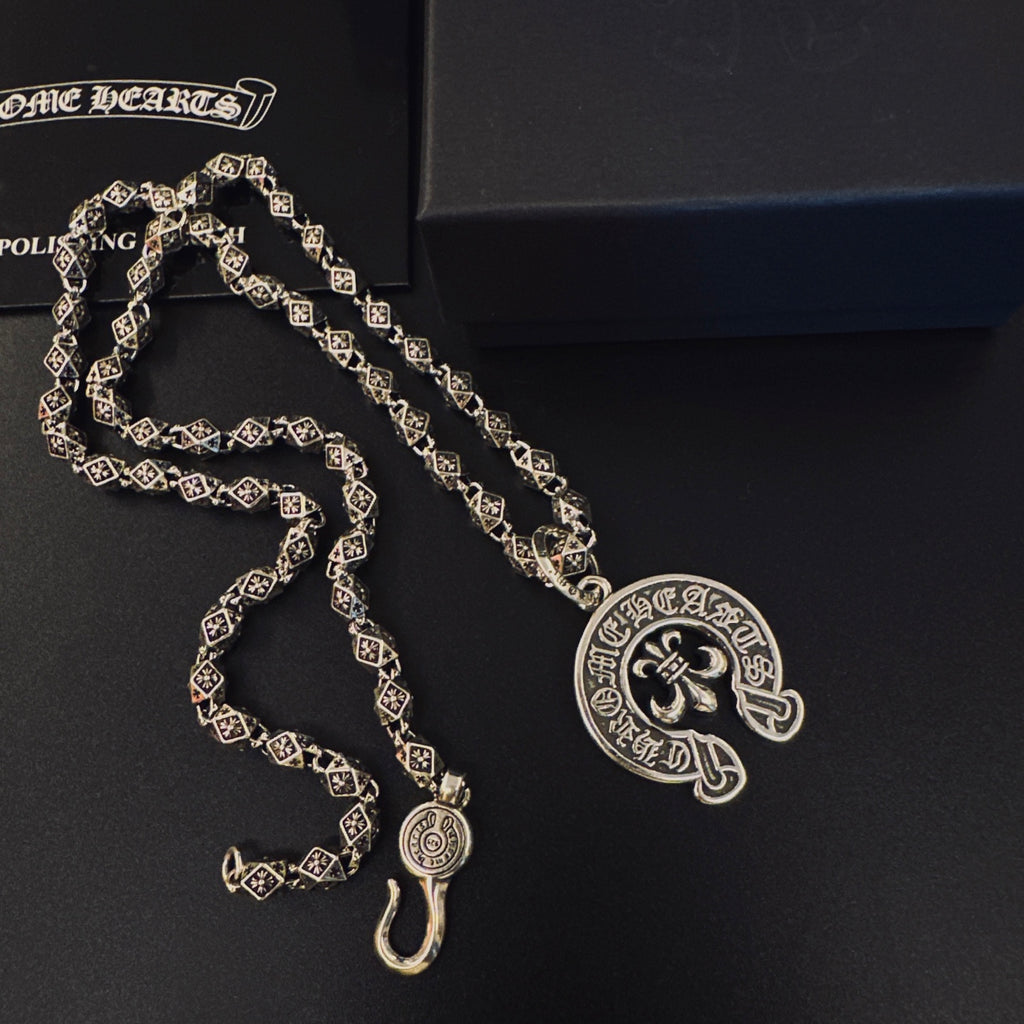 Chrome Hearts Engraved Horseshoe Pendant Necklace - album image 3