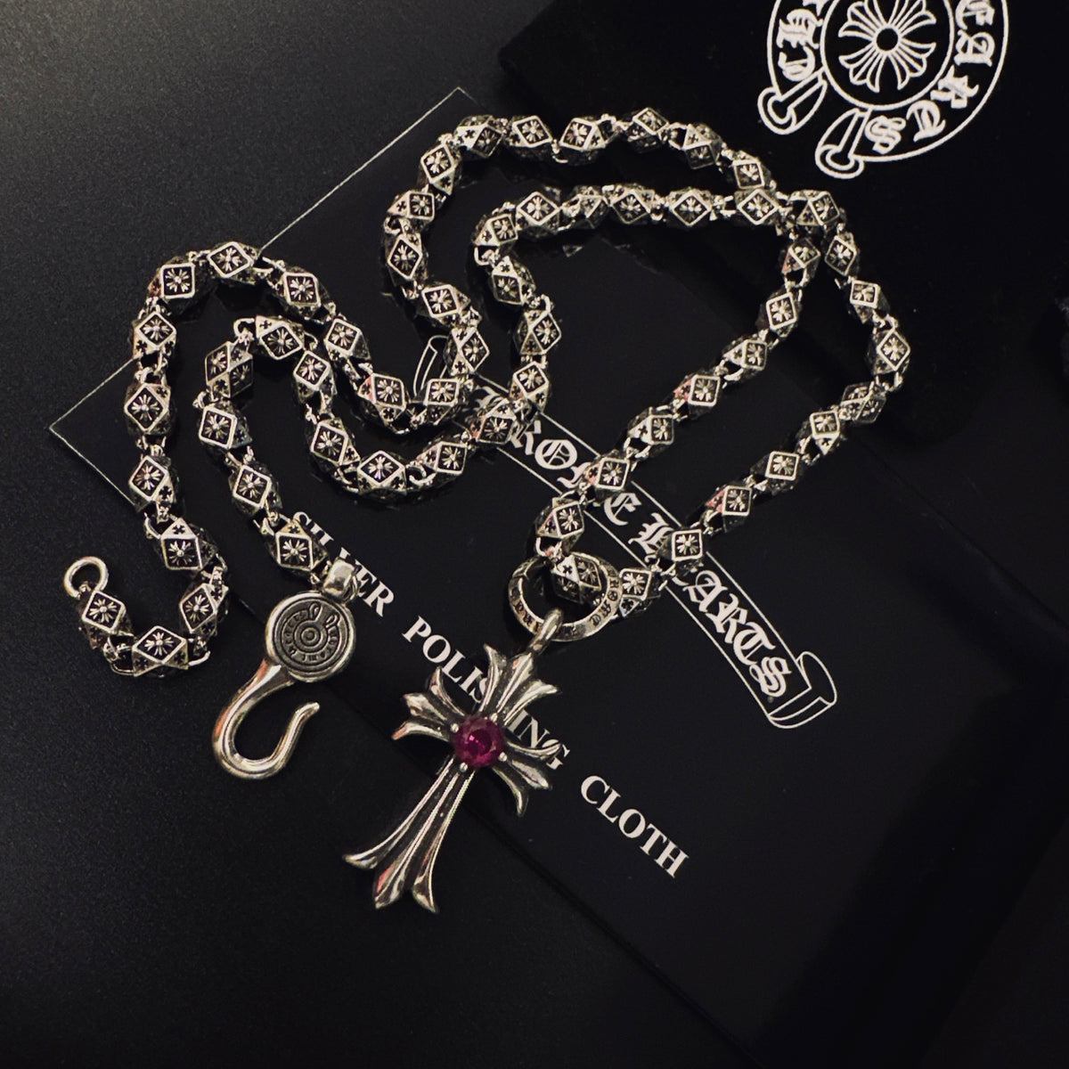 Chrome Hearts Red Center Slender Cross Necklace - album image 4