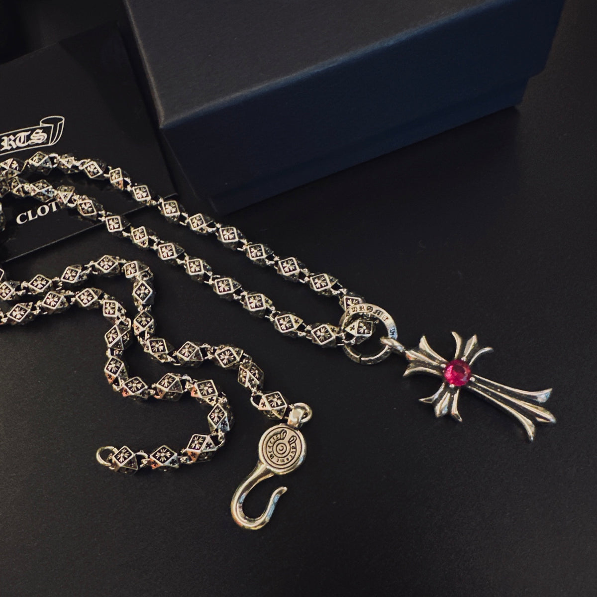 Chrome Hearts Red Center Slender Cross Necklace - album image 5