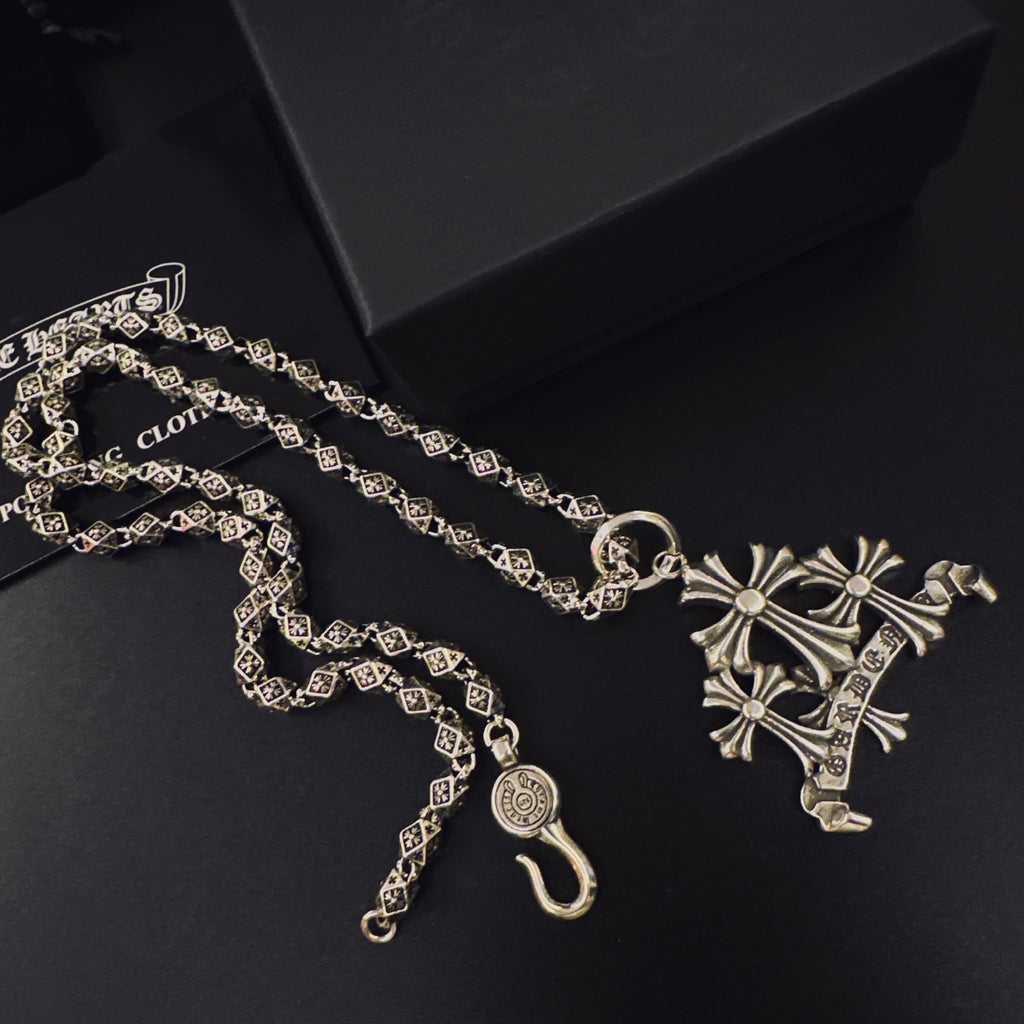 Chrome Hearts Triple Cross Cluster Necklace - album image 4