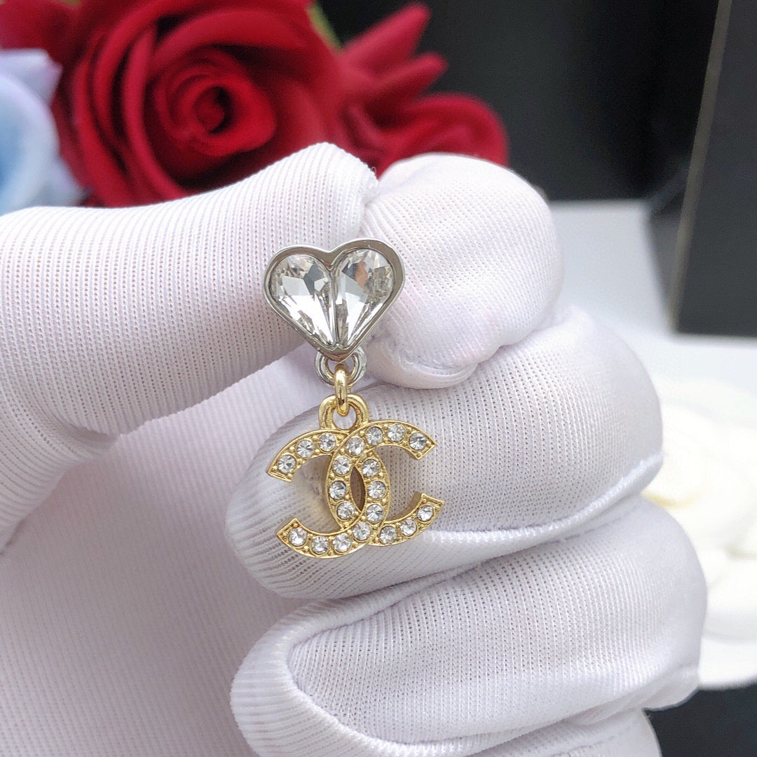 Chanel Interlocking C Heart Crystal Accent Earrings - album image 5