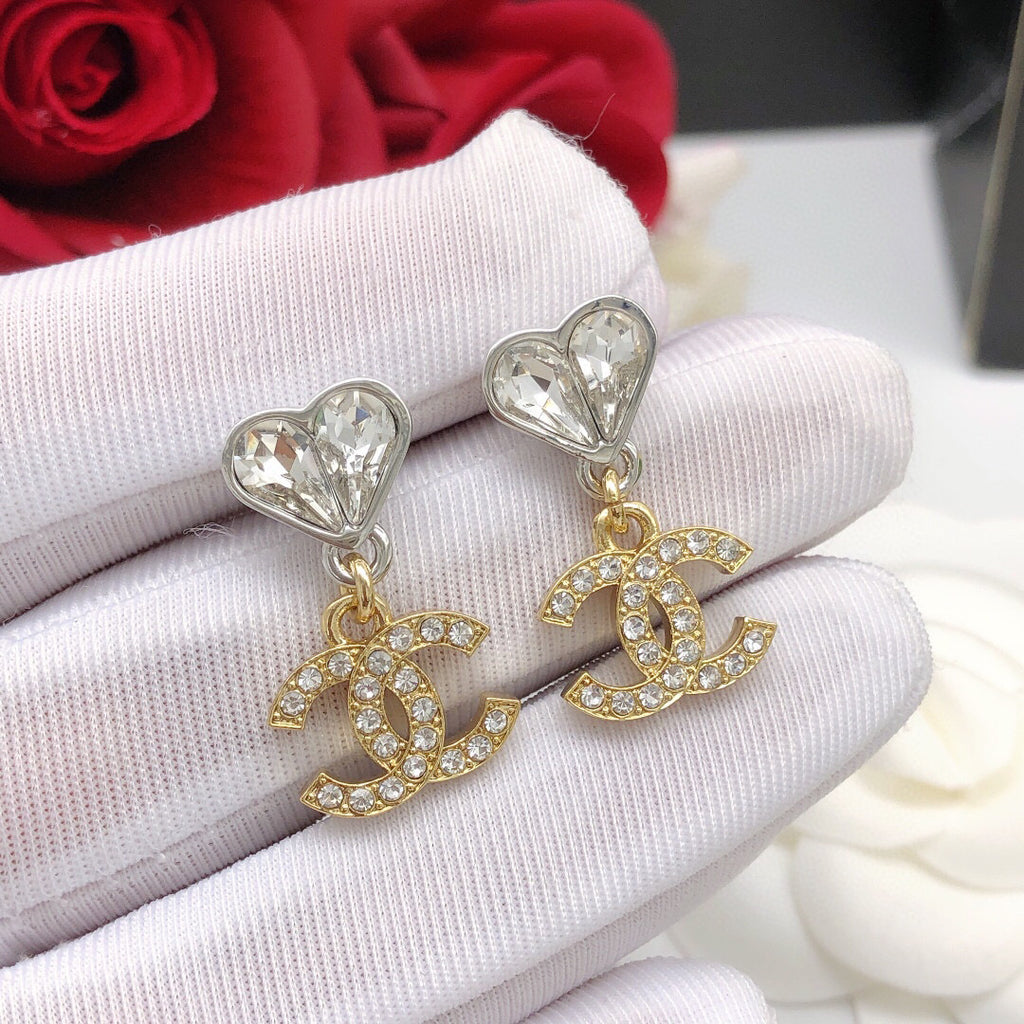Chanel Interlocking C Heart Crystal Accent Earrings - album image 3