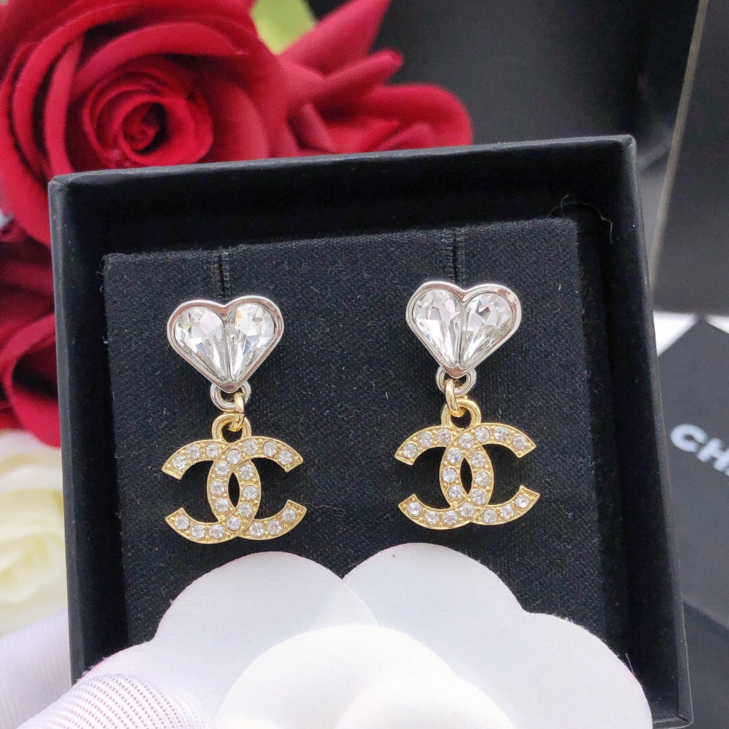 Chanel Interlocking C Heart Crystal Accent Earrings - album image 1