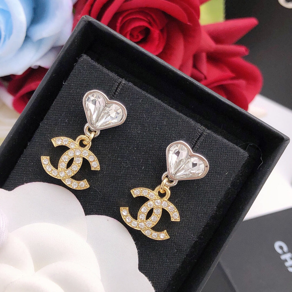 Chanel Interlocking C Heart Crystal Accent Earrings - album image 2